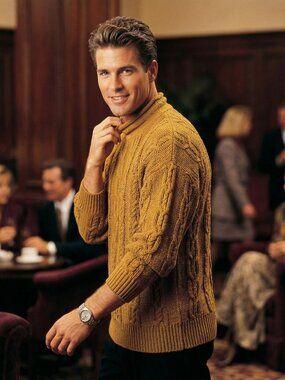 Austin Kane Mens M Sweater Gold Cable Knit Mock Neck International Male Archival